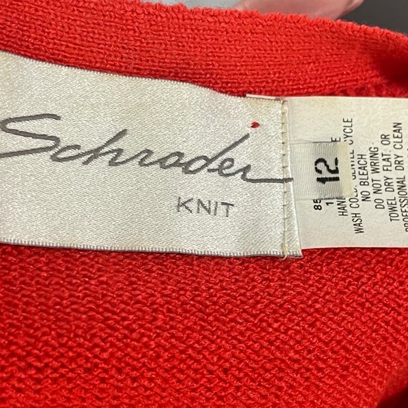 Vintage Schrader Knits Size 12 Red Sweater Dress Gold Buttons - Picture 6 of 8